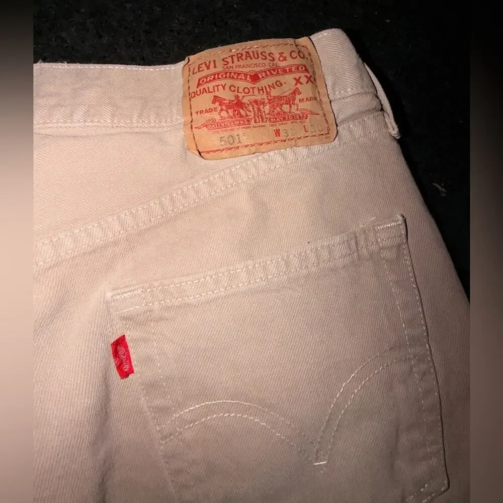UEC LEVI’S KHAKI 501 ORIGINAL STRAIGHT LEG DENIM JEANS MADE IN MEXICO SZ 31x30